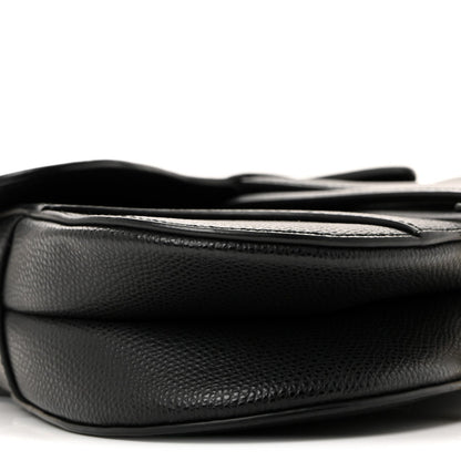 Grained Calfskin Mini Saddle Bag Black