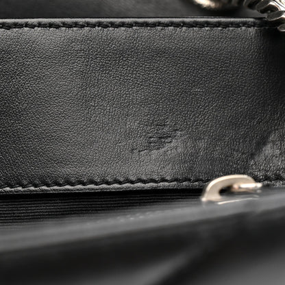 Calfskin Y Quilted Monogram Medium Loulou Chain Satchel Black