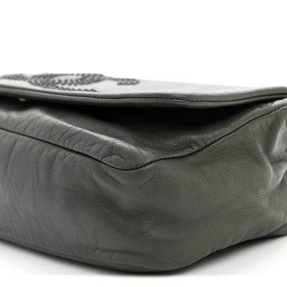 Lambskin Studded CC East West Flap Grey