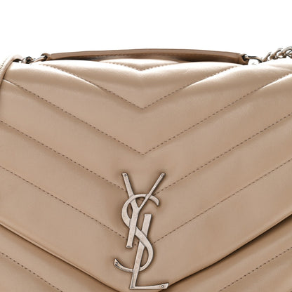Calfskin Y Quilted Monogram Medium Loulou Chain Satchel Nude Powder