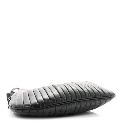 Pleated Lambskin Horn Mini Mombasa Hobo Black