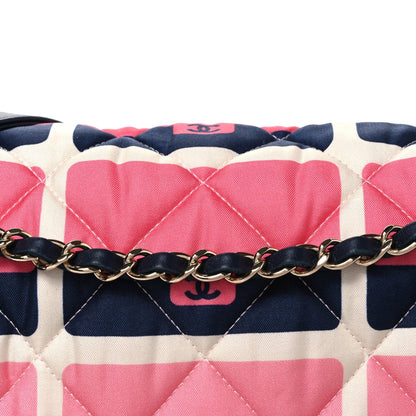 Nylon Printed Medium Flap Pink Navy White