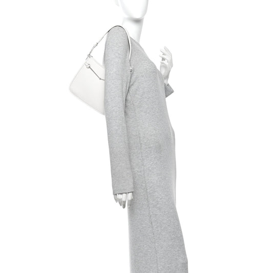 Calfskin Horsebit Slim Shoulder Bag White
