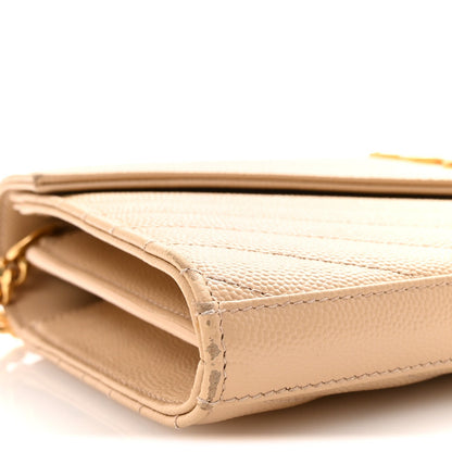 Grain De Poudre Matelasse Chevron Monogram Chain Wallet Nude Powder