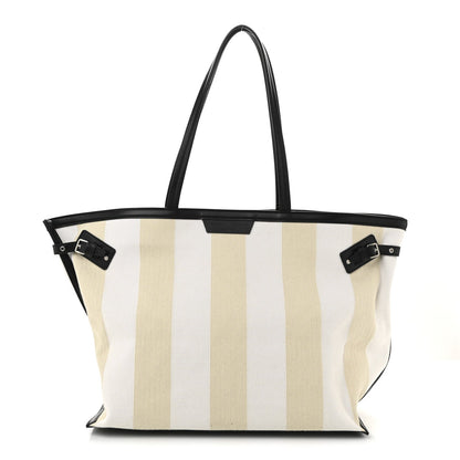 Canvas Striped Days Tote Resin White