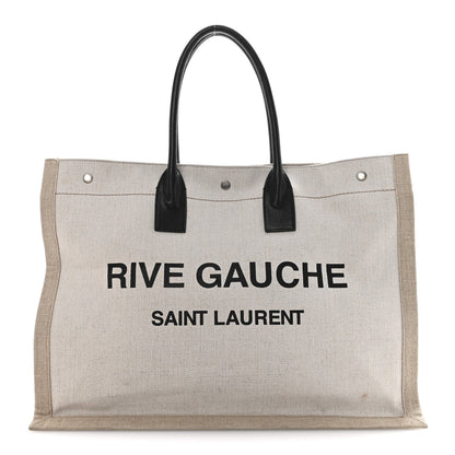 Linen Calfskin Rive Gauche Tote Greggio Natural