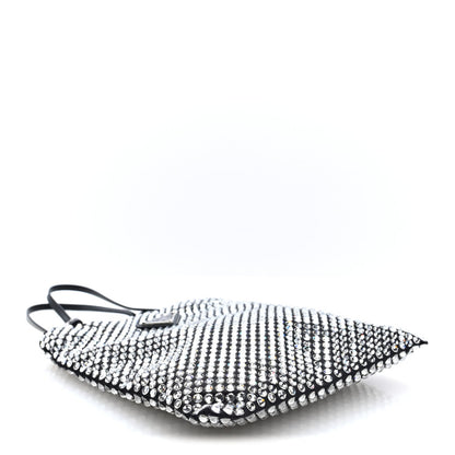 Satin Crystal Metal Triangle Logo Chain Crossbody Handbag Cristal