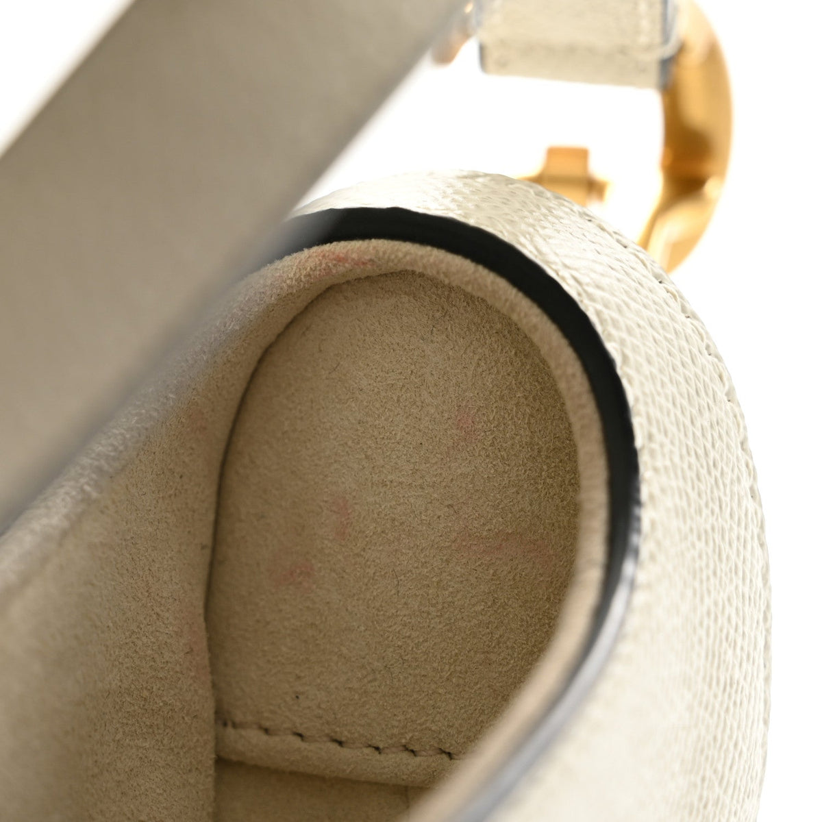 Grained Calfskin Mini Saddle Bag White