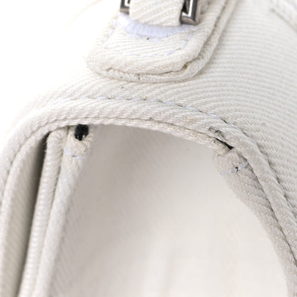 Denim Patchwork Small Hourglass Top Handle Bag White