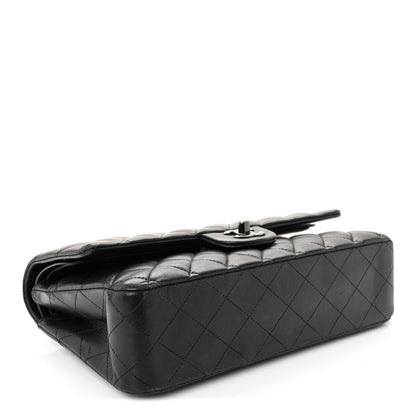 Lambskin Quilted Medium Double Flap So Black
