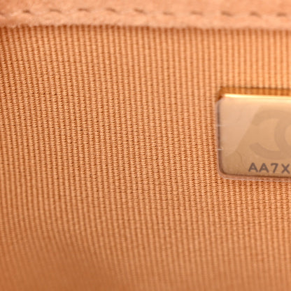 Suede Quilted Mini Flap Dark Beige