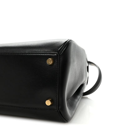 Satinated Calfskin Large 16 Top Handle Bag Black