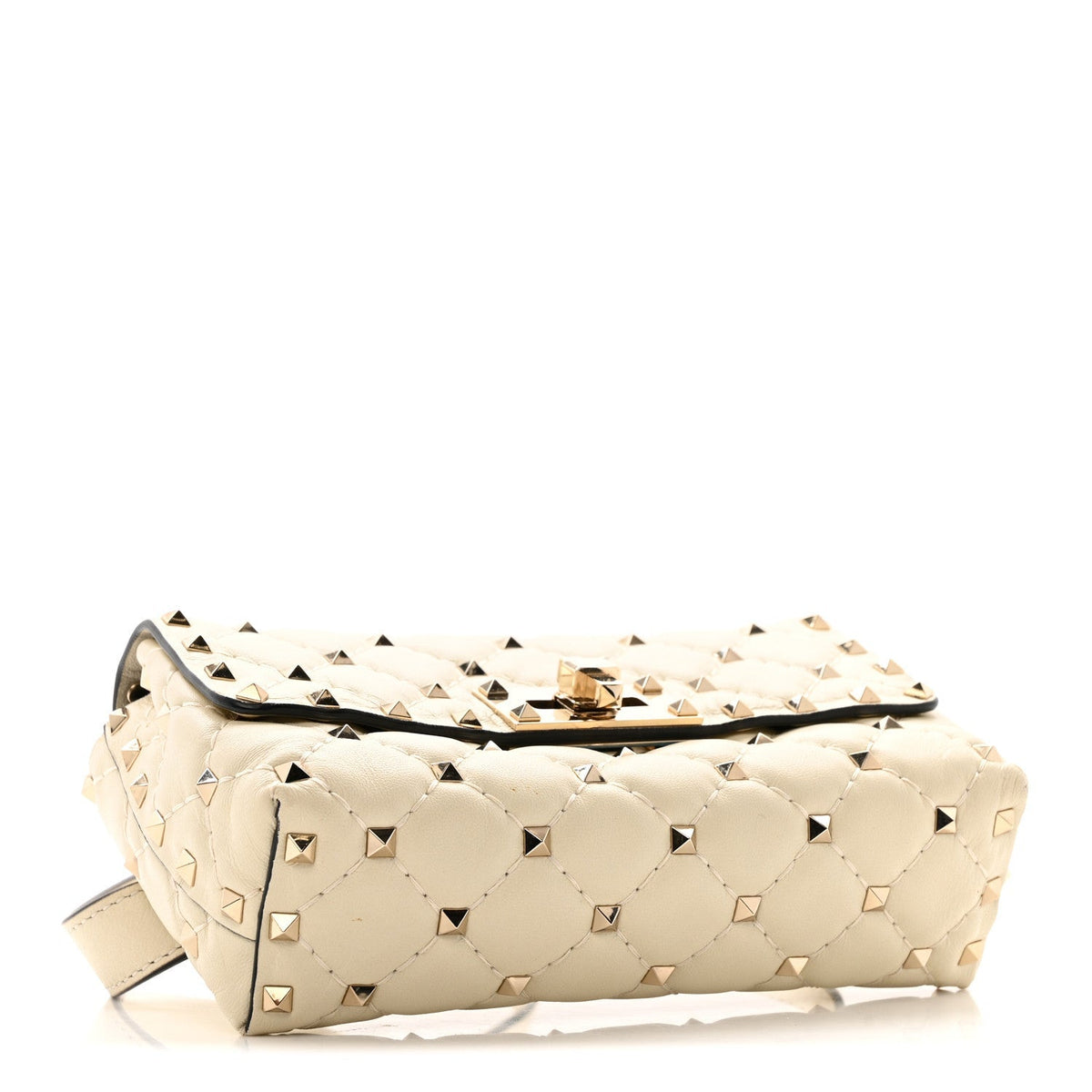 Lambskin Rockstud Spike Belt Bag 85 Ivory