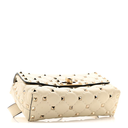 Lambskin Rockstud Spike Belt Bag 85 Ivory