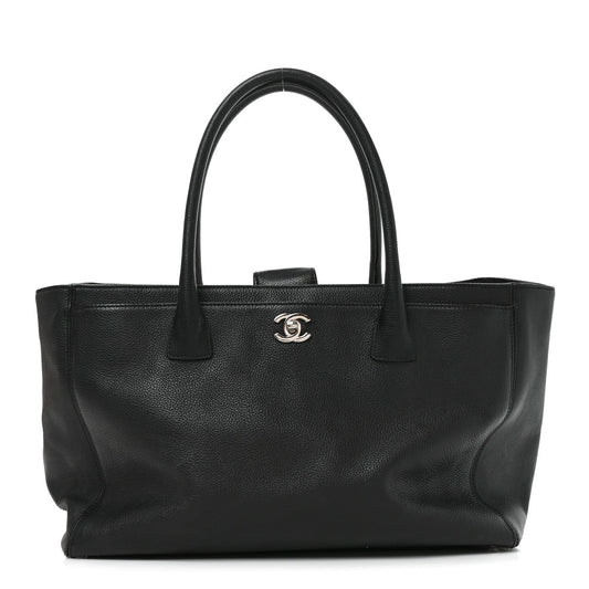 Calfskin Cerf Executive Shopper Tote Black