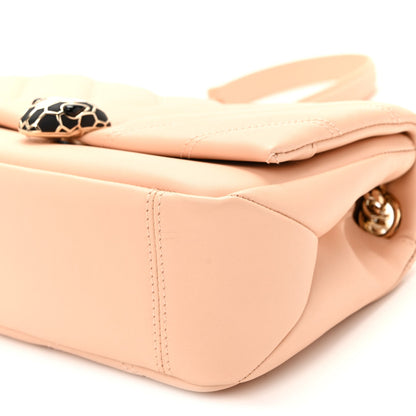 Calfskin Matelasse Small Serpenti Cabochon Shoulder Bag Peach