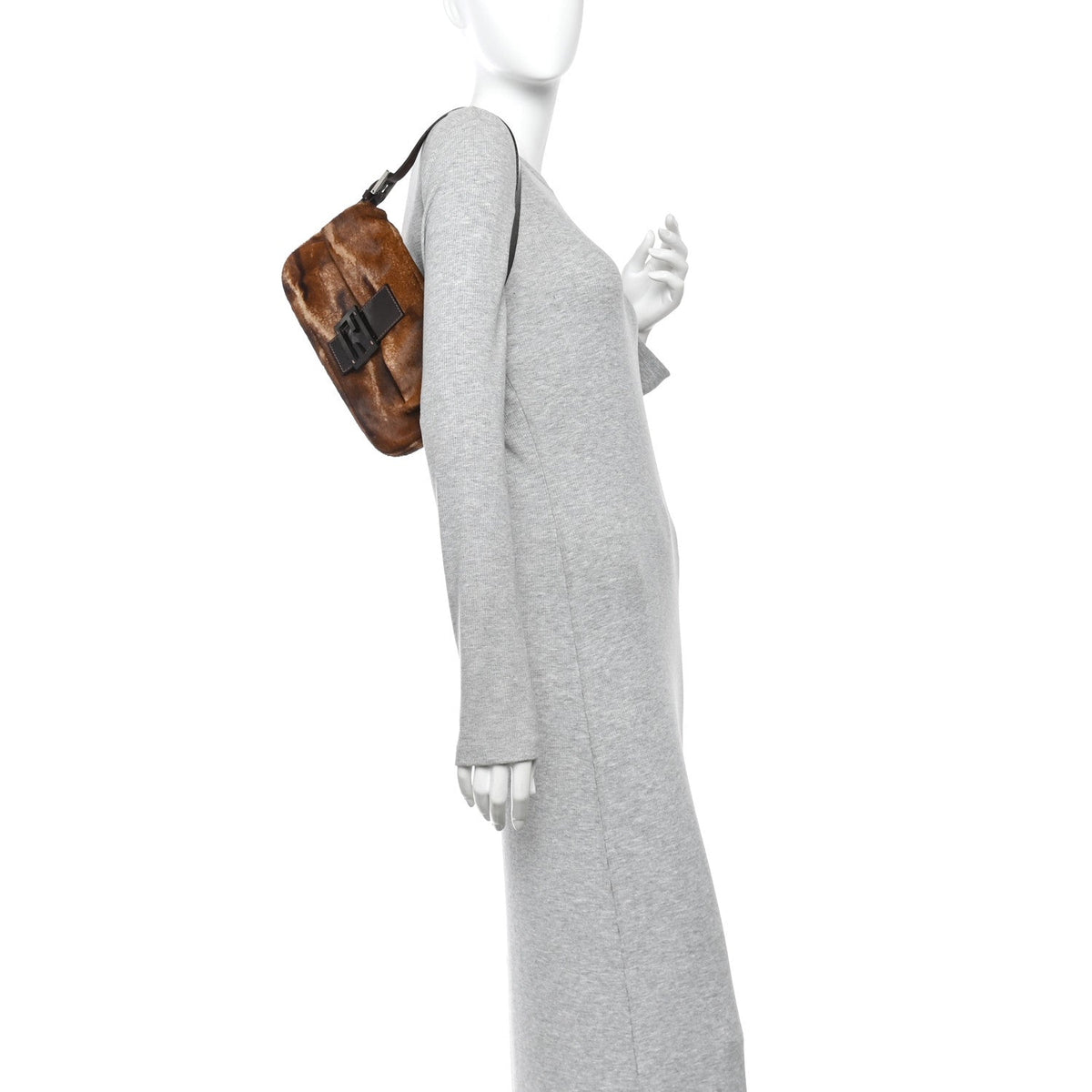 Calf Hair Zebra Print Baguette Brown