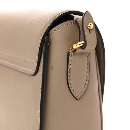 Grained Calfskin La Medusa Flap Shoulder Bag Taupe