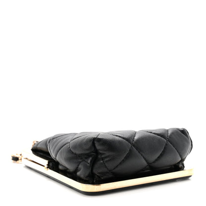 Lambskin Plexi Quilted CC Evening Clutch With Chain Black