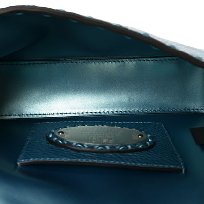 Metallic Cuoio Roma Sellerissima Nappa Sintetica Tape Stitch Mini Baguette Placca Argento