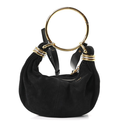 Suede Mini Bracelet Hobo Bag Black