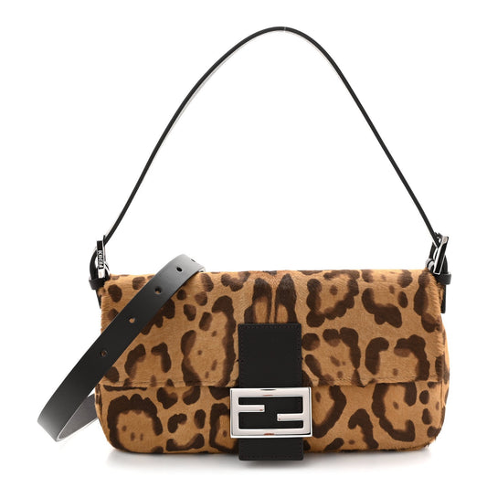 Calf Hair Vitello Jaguar Print Baguette Re Edition 26424 Moro Natural