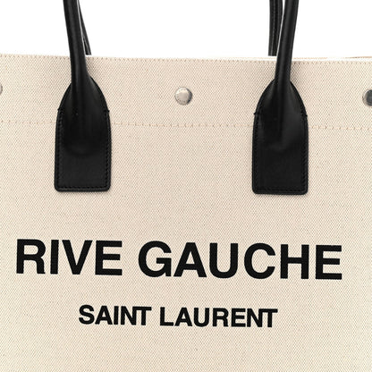 Linen Calfskin Small Rive Gauche Tote Optic White