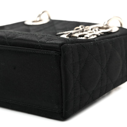 Satin Swarovski Crystal Acrylic PVC Cannage Mini Lady Dior Black