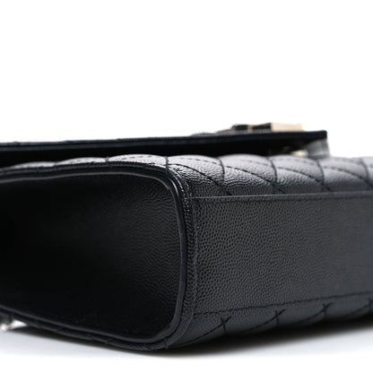 Grain De Poudre Textured Mixed Matelasse Triquilt Medium Monogram Satchel Black