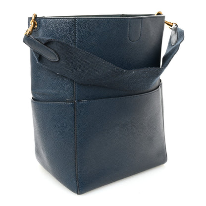 Goatskin Sangle Bucket Bag Blue