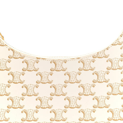 Canvas Calfskin Ava Triomphe Shoulder Bag White
