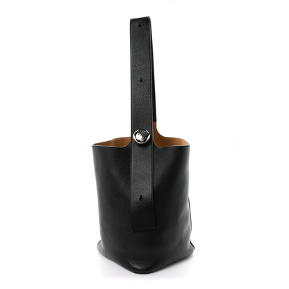 Soft Grained Calfskin Large Pebble Bucket Bag Black