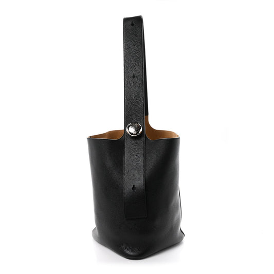 Soft Grained Calfskin Large Pebble Bucket Bag Black