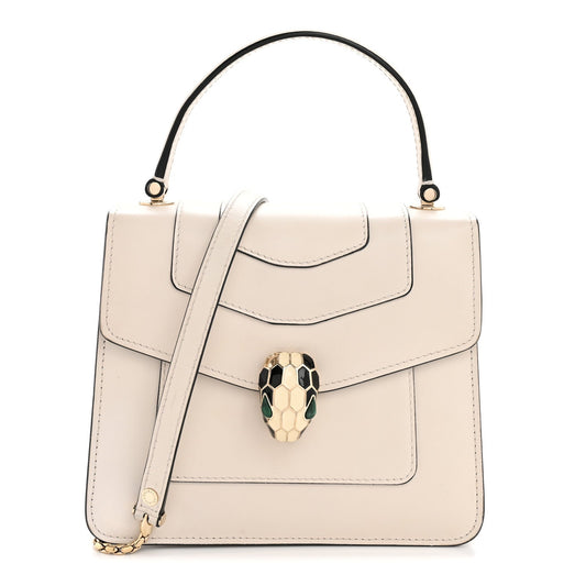 Calfskin Serpenti Forever Top Handle White