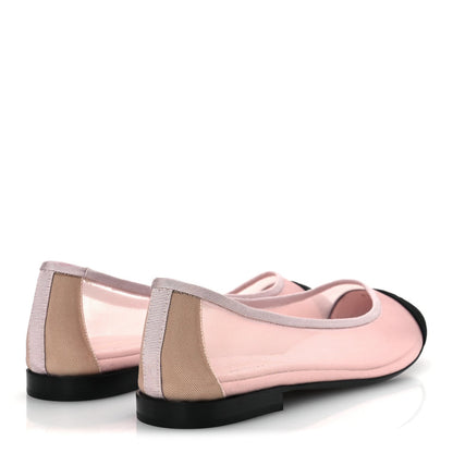 Mesh Grosgrain CC Ballerina Flats 39.5 Pink Black 39.5 Pink Black
