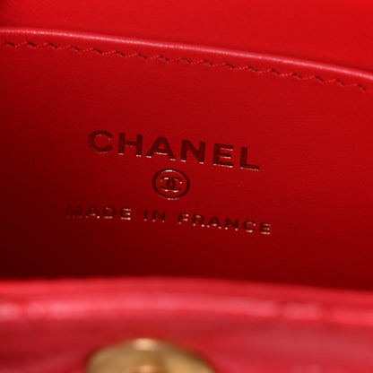 Shiny Aged Calfskin Quilted Mini Nano Kelly Shopper Red