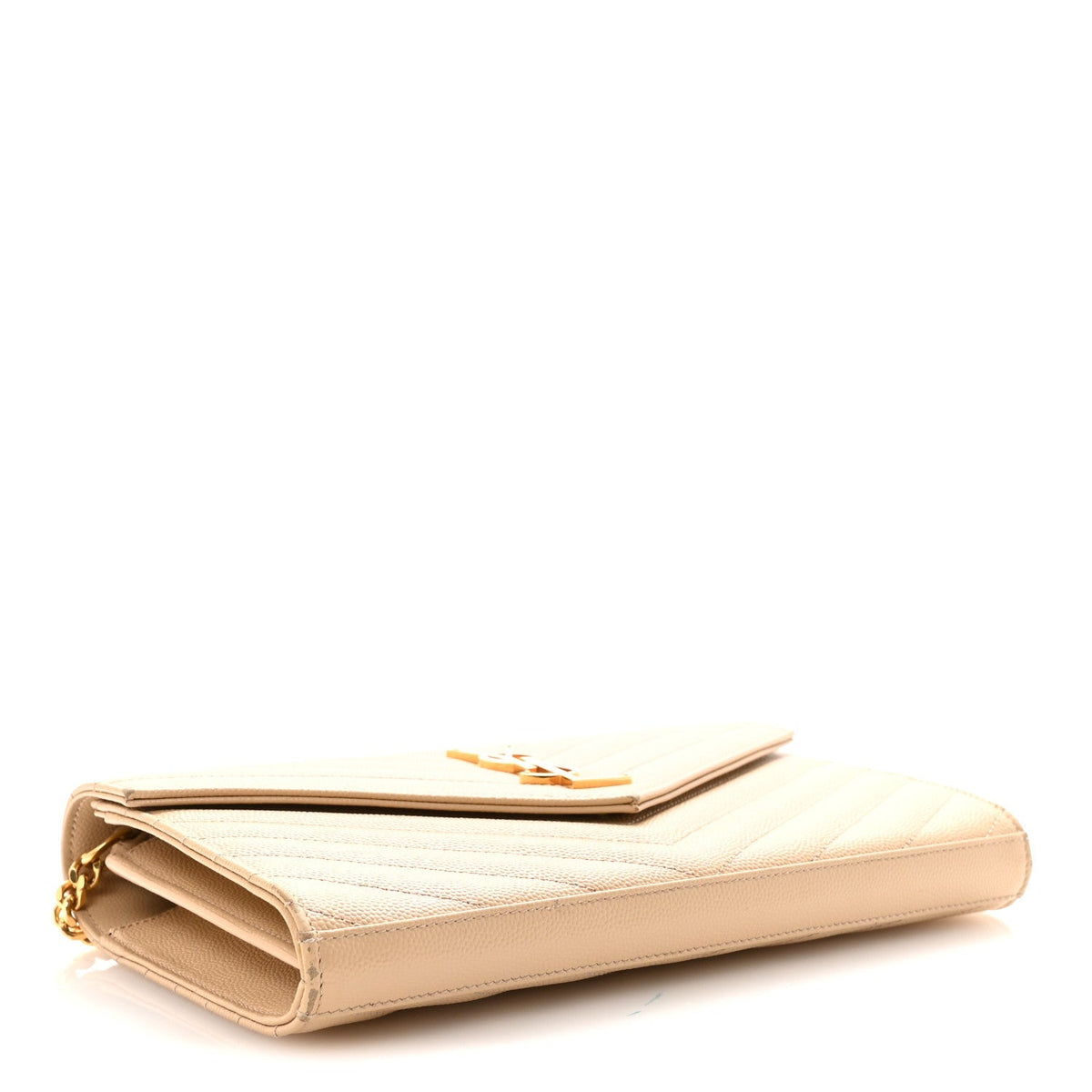 Grain De Poudre Matelasse Chevron Monogram Chain Wallet Nude Powder