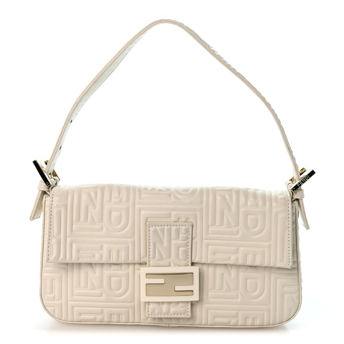 Nappa Logo Embossed Baguette White