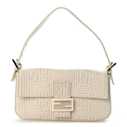 Nappa Logo Embossed Baguette White