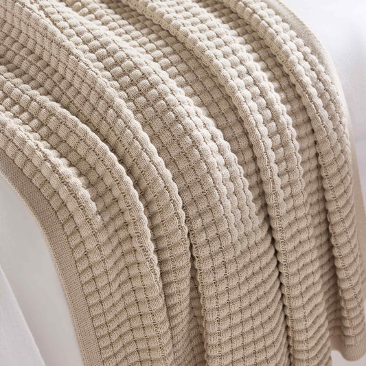 Grid Knit Cotton Throw Blanket - Last Call