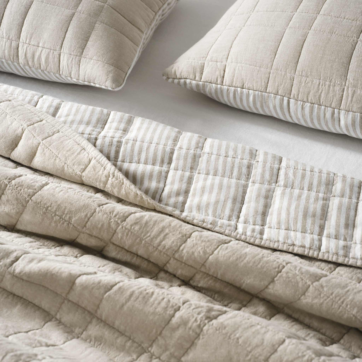 Washed European Linen Quilted Sham Set - Last Call