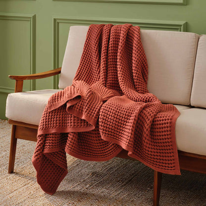 Chunky Waffle Knit Throw Blanket