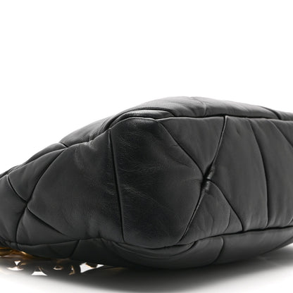 Nappa Triangle Quilted Patchwork System Bag Black
