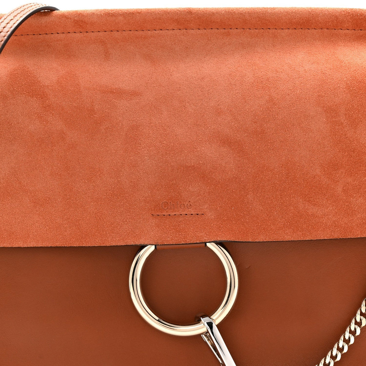 Suede Calfskin Medium Faye Shoulder Bag Tobacco