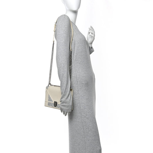 Lambskin Sequin Medium Diorama Flap Bag White