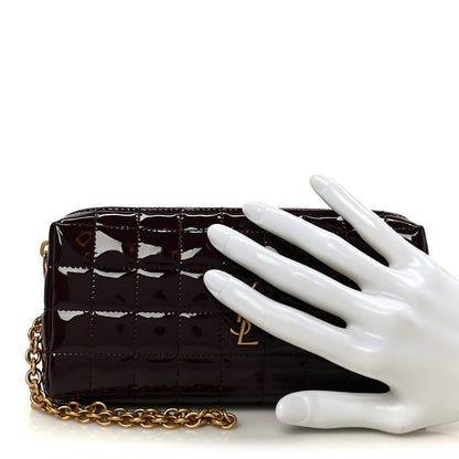 Patent Calfskin Carre Quilted Cassandre Pouch On Chain Purple