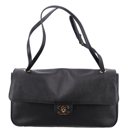 Grained Calfskin Small Souplissimo Maxi Flap Black