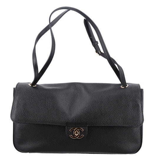 Grained Calfskin Small Souplissimo Maxi Flap Black