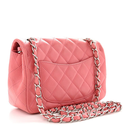 Lambskin Quilted Mini Rectangular Flap Pink