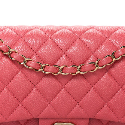 Caviar Quilted Medium Double Flap Pink